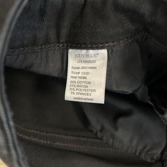 Judy Blue Skinny Fit Jeans 13/31 Stretch Black Distressed Animal Print Raw Hem - Picture 10 of 10